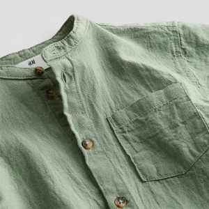 Boys Linen-Blend Grandad Shirt